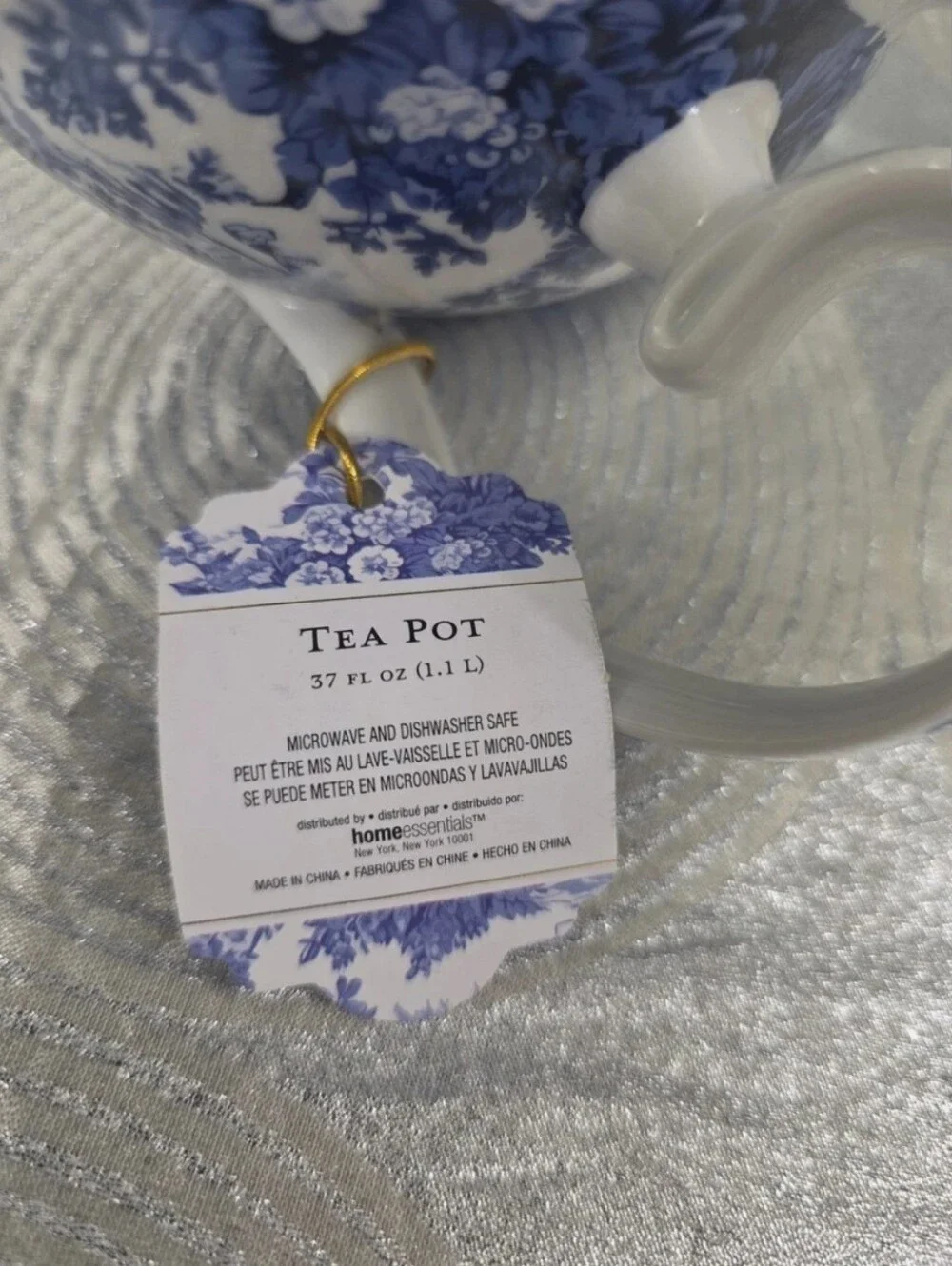 Kent Pottery Blue Victorian Lady Floral Porcelain Teapot Decorative Shabby Chic
